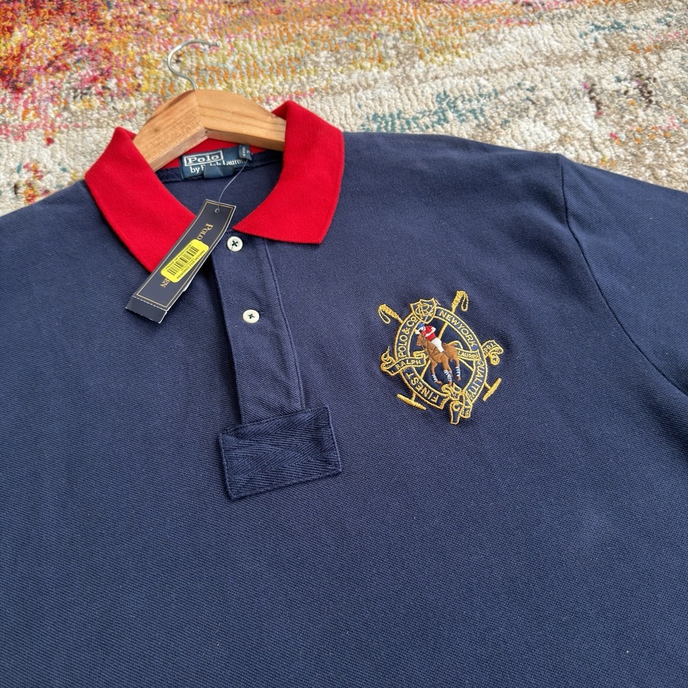 Vintage Polo Ralph Lauren New York Crest Logo Polo Shirt Mens Large